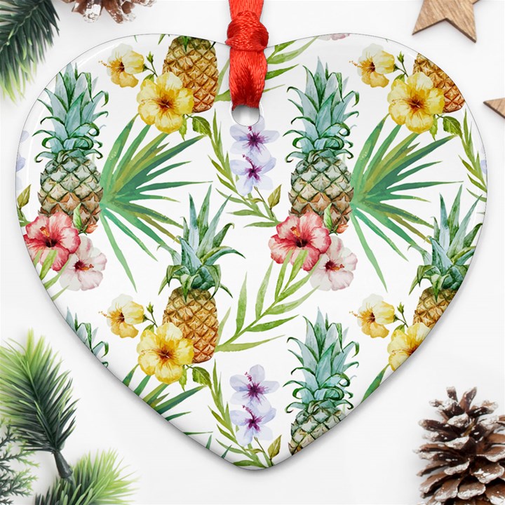 Tropical pineapples Ornament (Heart)