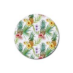 Tropical Pineapples Rubber Round Coaster (4 Pack)  by goljakoff