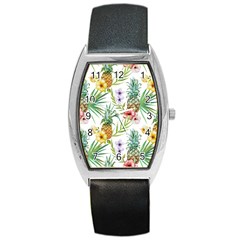 Tropical Pineapples Barrel Style Metal Watch by goljakoff