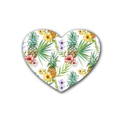 Tropical Pineapples Rubber Coaster (heart)  by goljakoff