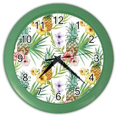 Tropical Pineapples Color Wall Clock by goljakoff