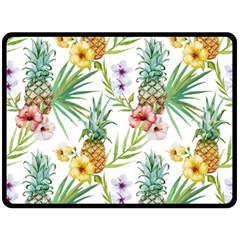 Tropical Pineapples Fleece Blanket (large)  by goljakoff