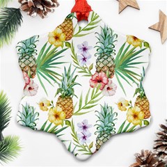 Tropical Pineapples Snowflake Ornament (two Sides) by goljakoff