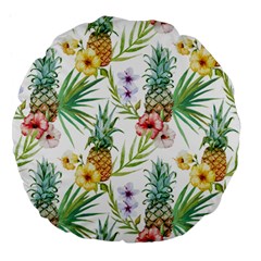 Tropical Pineapples Large 18  Premium Flano Round Cushions by goljakoff