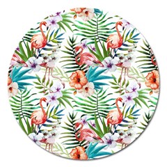 Tropical Flamingo Magnet 5  (round) by goljakoff