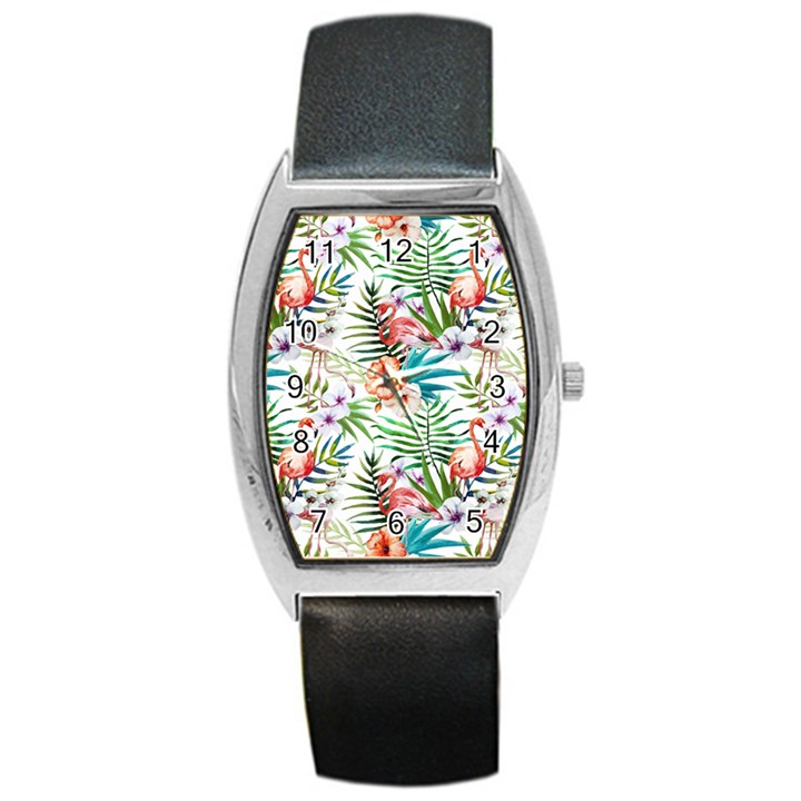 Tropical flamingo Barrel Style Metal Watch