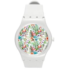 Tropical Flamingo Round Plastic Sport Watch (m) by goljakoff