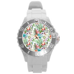 Tropical Flamingo Round Plastic Sport Watch (l) by goljakoff