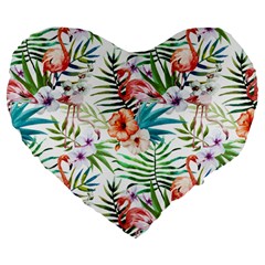 Tropical Flamingo Large 19  Premium Heart Shape Cushions by goljakoff