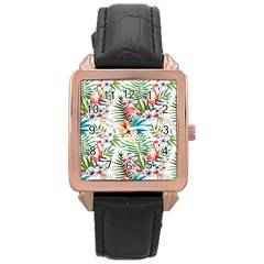 Tropical Flamingo Rose Gold Leather Watch  by goljakoff