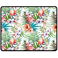 Tropical Flamingo Double Sided Fleece Blanket (medium)  by goljakoff