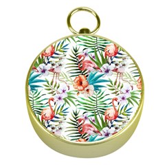 Tropical Flamingo Gold Compasses by goljakoff