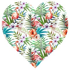 Tropical Flamingo Wooden Puzzle Heart by goljakoff