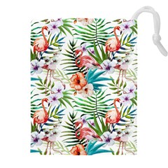 Tropical Flamingo Drawstring Pouch (4xl) by goljakoff