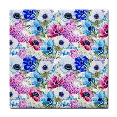 Purple Flowers Tile Coaster by goljakoff