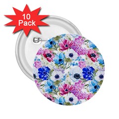 Purple Flowers 2 25  Buttons (10 Pack)  by goljakoff