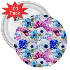 Purple Flowers 3  Buttons (100 Pack)  by goljakoff