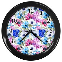 Purple Flowers Wall Clock (black) by goljakoff