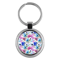 Purple Flowers Key Chain (round) by goljakoff