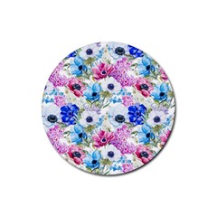 Purple Flowers Rubber Coaster (round)  by goljakoff