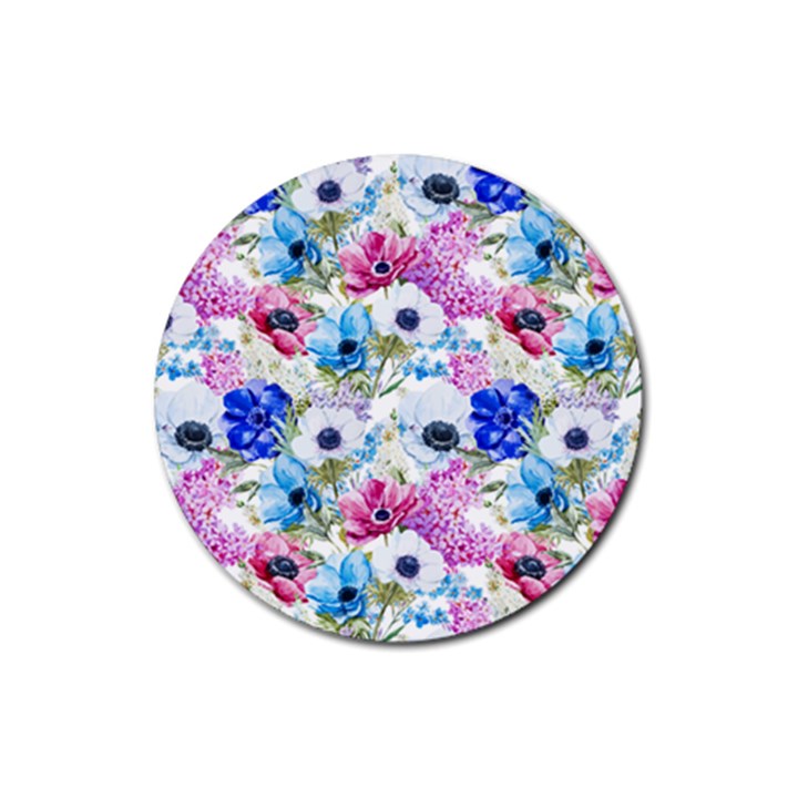 Purple flowers Rubber Coaster (Round) 