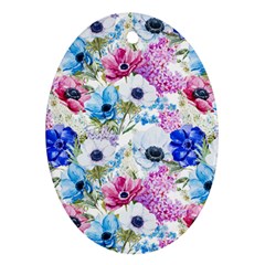 Purple Flowers Oval Ornament (two Sides) by goljakoff