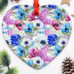 Purple Flowers Heart Ornament (two Sides) by goljakoff