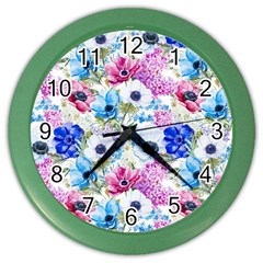 Purple Flowers Color Wall Clock by goljakoff