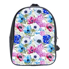 Purple Flowers School Bag (large) by goljakoff