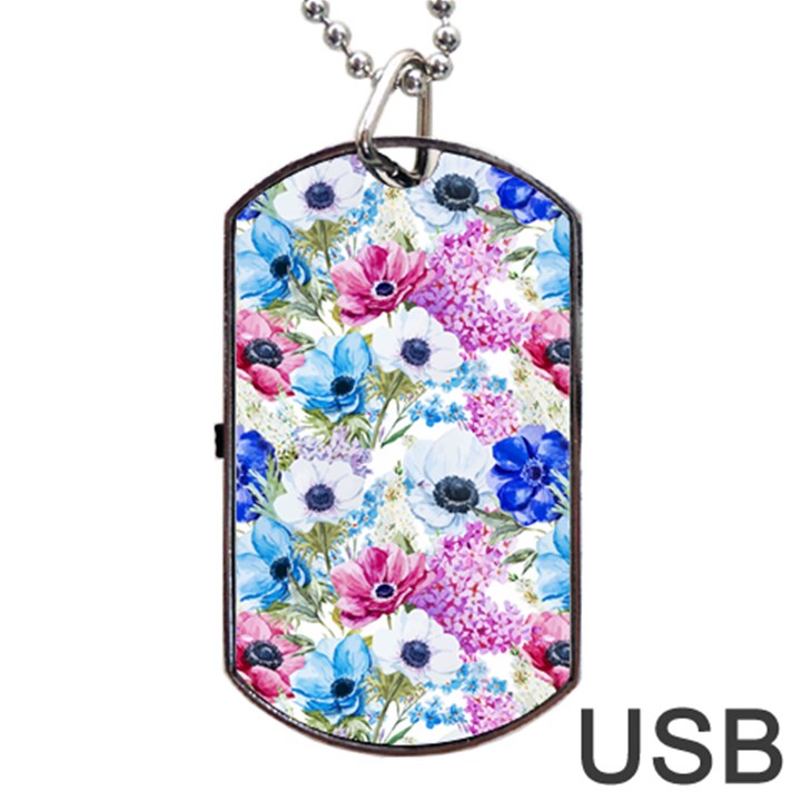 Purple flowers Dog Tag USB Flash (Two Sides)