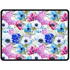 Purple Flowers Double Sided Fleece Blanket (large)  by goljakoff