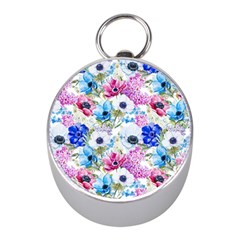 Purple Flowers Mini Silver Compasses by goljakoff