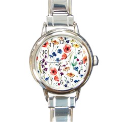 Flowers Round Italian Charm Watch by goljakoff