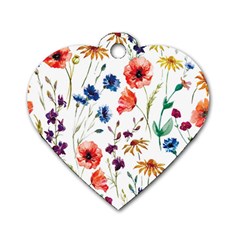 Flowers Dog Tag Heart (One Side)