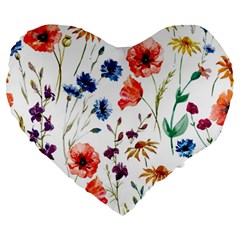 Flowers Large 19  Premium Heart Shape Cushions by goljakoff