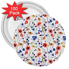 Flowers Pattern 3  Buttons (100 Pack)  by goljakoff