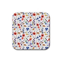 Flowers Pattern Rubber Coaster (square)  by goljakoff