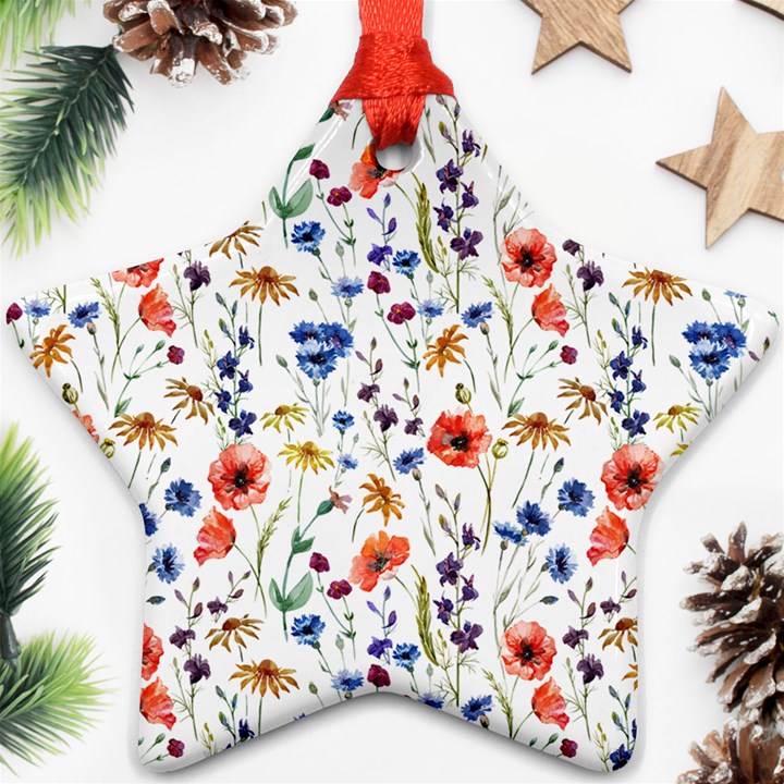 Flowers pattern Star Ornament (Two Sides)