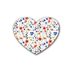 Flowers Pattern Rubber Coaster (heart)  by goljakoff