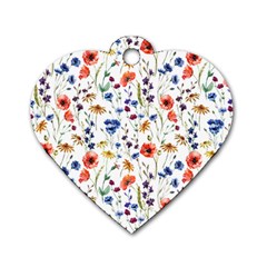 Flowers Pattern Dog Tag Heart (one Side) by goljakoff