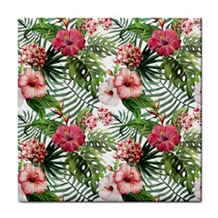 Tropical Flowers Tile Coaster by goljakoff