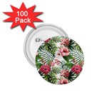 Tropical flowers 1.75  Buttons (100 pack)  Front