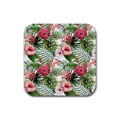 Tropical Flowers Rubber Coaster (square)  by goljakoff