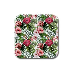 Tropical Flowers Rubber Square Coaster (4 Pack)  by goljakoff