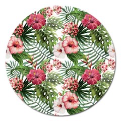 Tropical Flowers Magnet 5  (round) by goljakoff