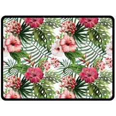 Tropical Flowers Fleece Blanket (large)  by goljakoff