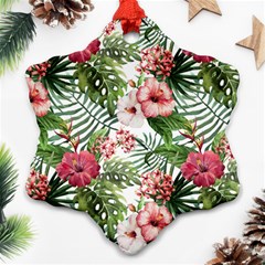 Tropical Flowers Snowflake Ornament (two Sides) by goljakoff