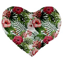 Tropical Flowers Large 19  Premium Heart Shape Cushions by goljakoff