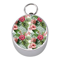 Tropical Flowers Mini Silver Compasses by goljakoff