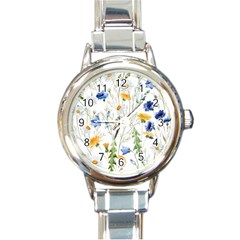 Summer Flowers Round Italian Charm Watch by goljakoff